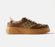 Chunky-sole Gg-canvas And Leather Trainers