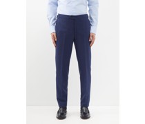 Flat-front Slim-leg Wool Suit Trousers