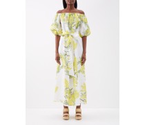 Robe en lin à épaules dénudées Zara