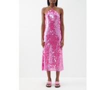 Robe midi dos-nu à sequins Polly