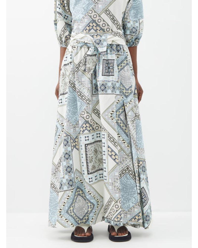 Etro Damen Patchwork-print Cotton Skirt