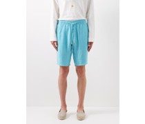 Striped Linen-broadcloth Shorts
