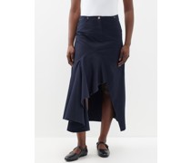 Fay Asymmetric Denim Midi Skirt