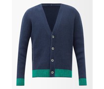 Rib-knitted Cotton Cardigan