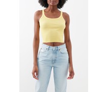 Cropped Ribbed Cotton-jersey Tank Top