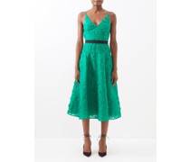 Donna Floral-embroidered Silk Midi Dress