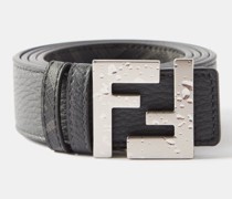 Distressed Ff-logo Leather Belt