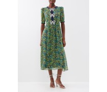 Jamie Crystal-bow Silk Midi Dress