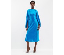 Koda Cape-sleeve Silk-satin Midi Dress
