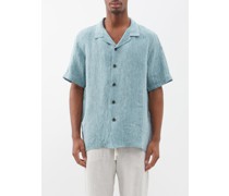 Cuban-collar Linen Shirt