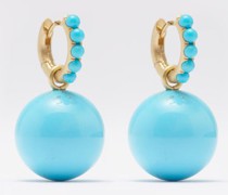 Gumball Turquoise & 18kt Gold Drop Earrings