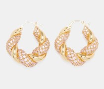 Croissant Crystal & 18kt Gold-plated Hoop Earrings