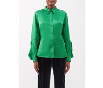 Bishop-sleeve Satin Blouse