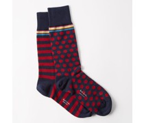 Pack Of Two Marius Patterned Cotton-blend Socks