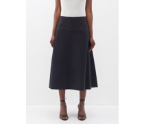 Contrast-lining Organic-cotton Midi Skirt