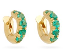 Macro Mini Emerald & 18kt Gold Huggie Earrings