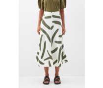 Ava Brushstroke-print Voile Midi Skirt