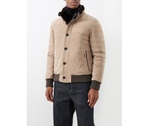 Cleros Sheepskin-collar Suede Jacket