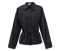Short Drawstring Waist Ripstop Cotton Parka