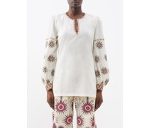 Vera Embroidered Cotton-voile Top