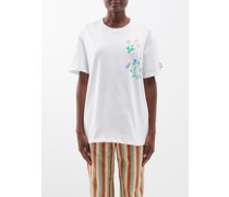 Kara Flower-print Organic-cotton T-shirt