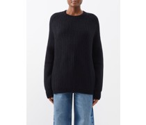 Crew Neck Wool And Cashmere-blend Ribbed Jumper
