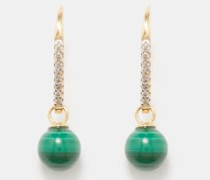 Malachite, Diamond & 14kt Gold Drop Earrings