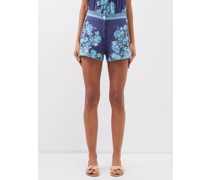 High-rise Floral-print Cotton Shorts