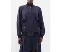 Pouch-pockets Nylon-blend Bomber Jacket