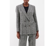 Lark Double-breasted Houndstooth-wool Blazer