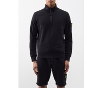 Sweat-shirt en jersey de coton partiellement zippé