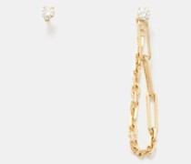Stud Chain Diamond & 18kt Gold Earrings