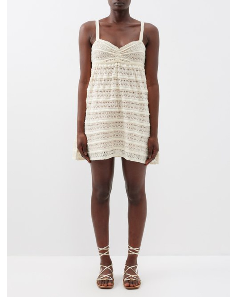 Gucci Damen Sweetheart-neck Cotton-blend Crochet Mini Dress