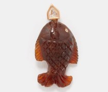 Fish Diamond, Garnet & 18kt Rose-gold Charm