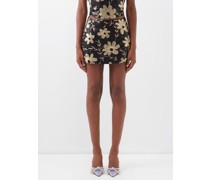 Floral Sequinned Georgette Mini Skirt