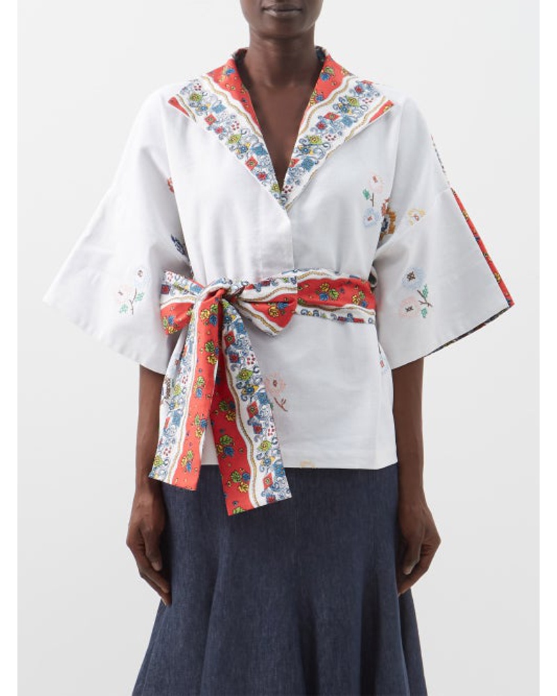 Rianna + Nina Damen Kendima Patchworked Vintage-cotton Blouse