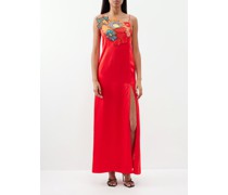 The Innocent Floral-appliqué Satin Gown