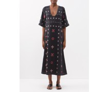 Venezia Embroidered Linen-blend Midi Dress