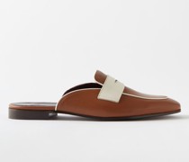 Backless Leather Penny Loafers