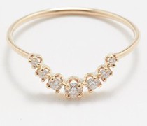 Curved Diamond & 14kt Gold Curved Bar Ring