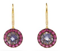 Diamond, Sapphire, Iolite & 18kt Gold Earrings