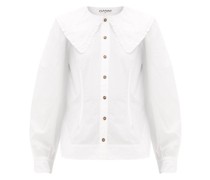 Ruffled-collar Organic-cotton Poplin Shirt