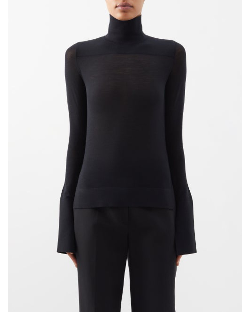Jil Sander Damen Sheer Wool-blend Roll-neck Sweater