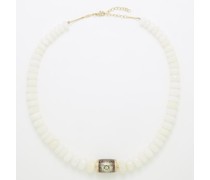 Sunrise Diamond, Opal & 14kt Gold Necklace
