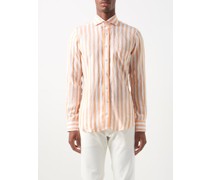 Striped Slubbed Linen-voile Shirt