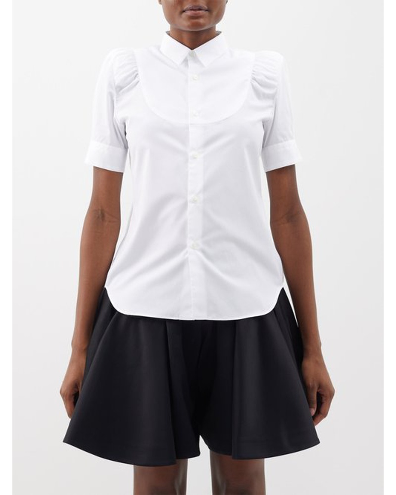 Noir Kei Ninomiya Damen Padded-shoulder Cotton-poplin Blouse