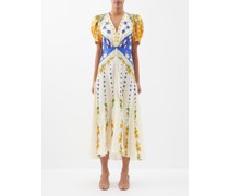Lea Floral-print Silk Midi Dress
