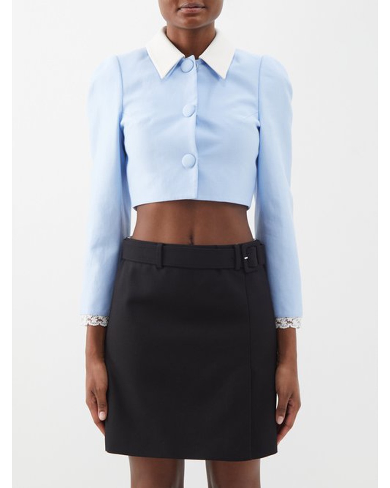 SHUSHU/TONG Damen Frilled-trim Cotton-blend Cropped Jacket