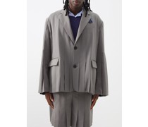 Pleated Woven Single-breasted Blazer