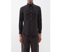 Flap-pocket Silk Crepe De Chine Shirt